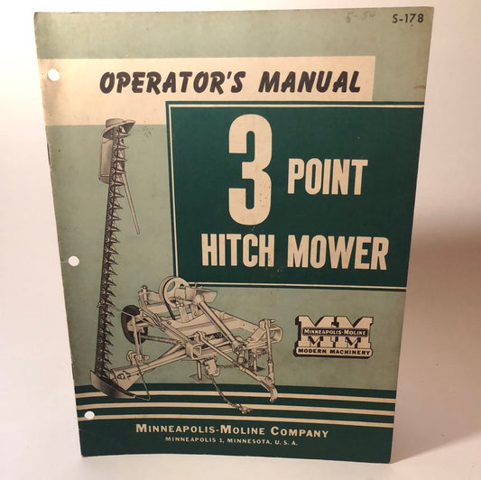 Minneapolis Moline - 3 Point Hitch Mower - Operator's Manual