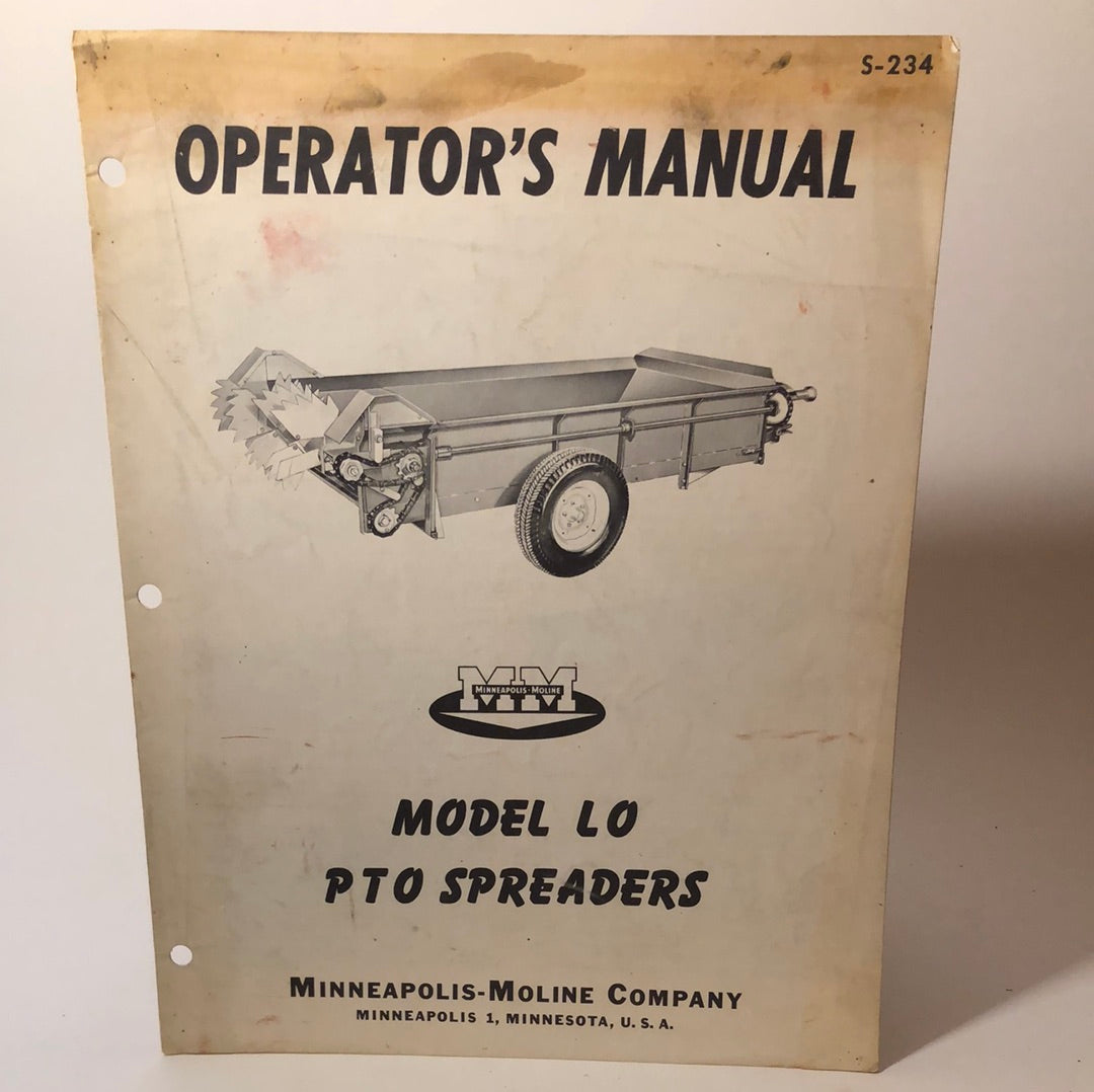 Minneapolis Moline - Model LO PTO Spreaders - Operator's Manual