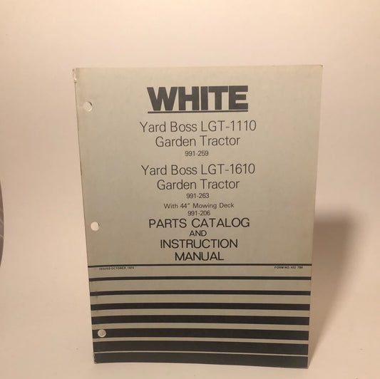 White Yard Boss LGT-1110 & LGT-1610 Parts catalog & Instruction manual