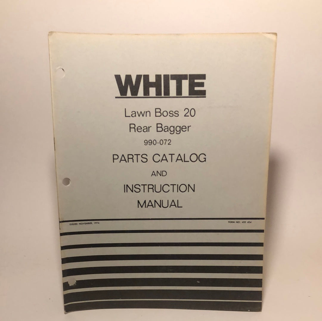 White Lawn Boss 20 Rear Bagger Parts catalog & Instruction manual