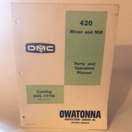 OMC - 420 Mixer & Mill - Parts & Operator's Manual