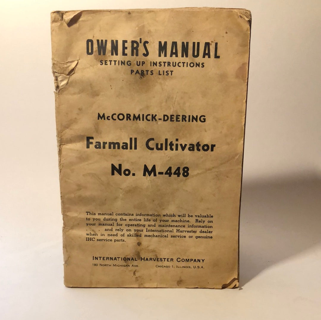 McCormick-Deering Farmall Cultivator No M-448 - Manual