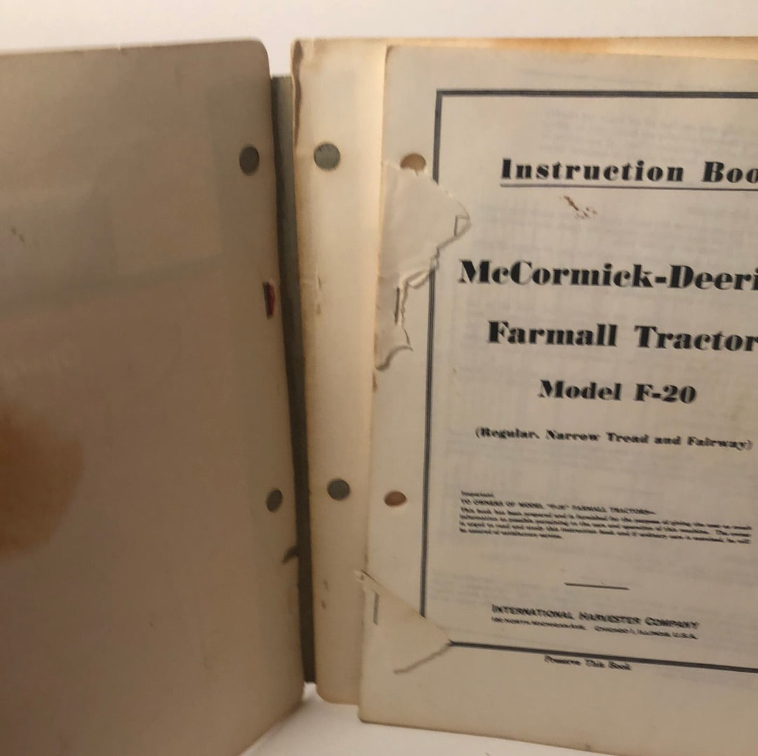 Case IH McCormick-Deering Operators Manual INT-5205B Farmall F20