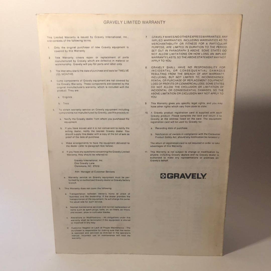 Gravely - Operator’s Manual rear PTO part no. 34691