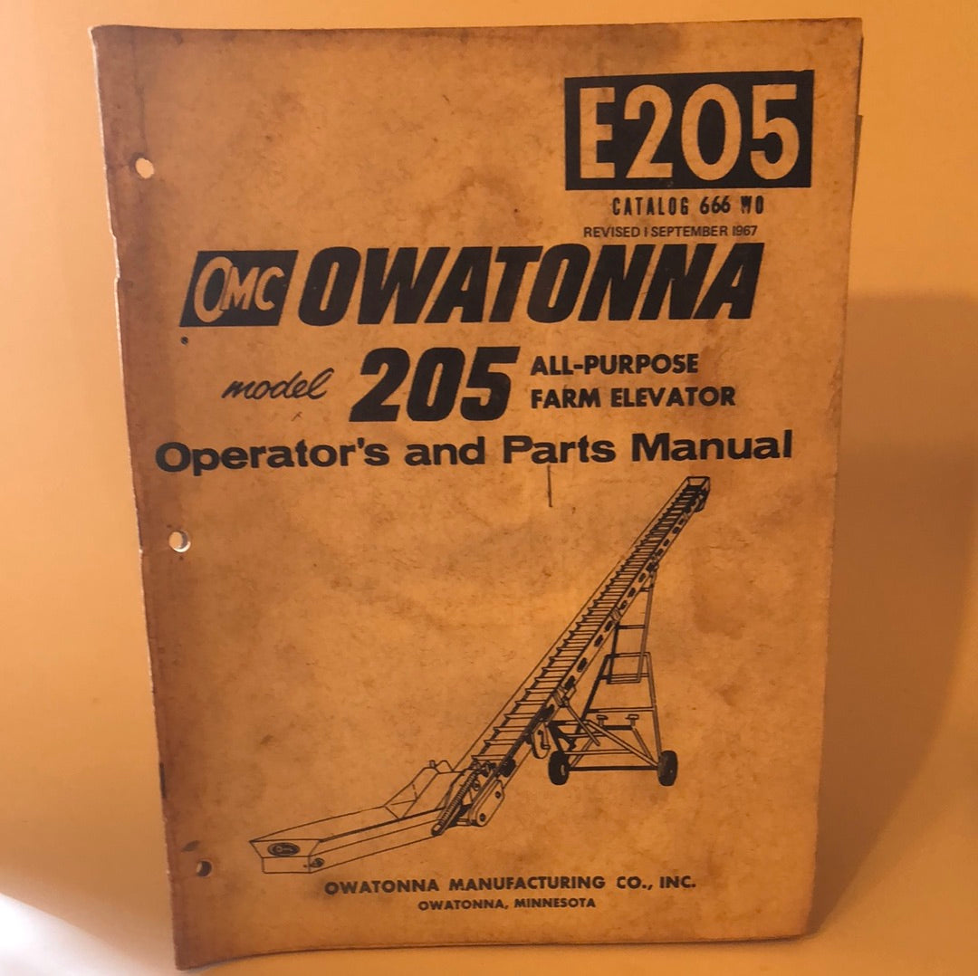 OMC - 205 Portable Farm Elevator & E205 All-Purpose Farm Elevator - Parts & Operator's Manual