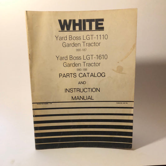White Yard Boss LGT-1110 & LGT-1610 Garden Tractors - Instruction Manual