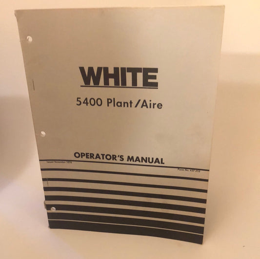White 5400 Plant/Aire - Operator's Manual