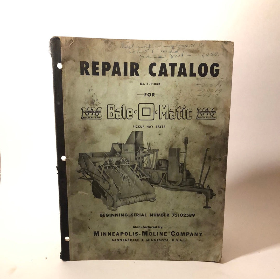 Minneapolis Moline BaleOMatic pickup hay baler Repair Catalog