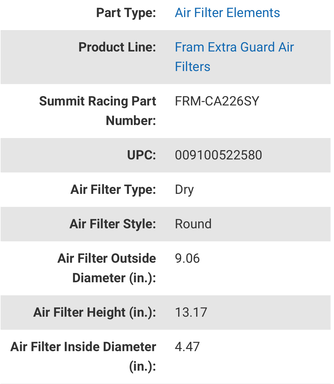 Fram Air Filter CA226SY