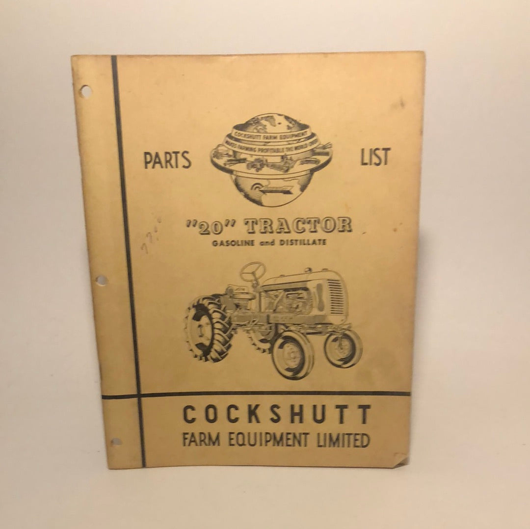 Cockshutt “20” Tractor gasoline & distillate parts list