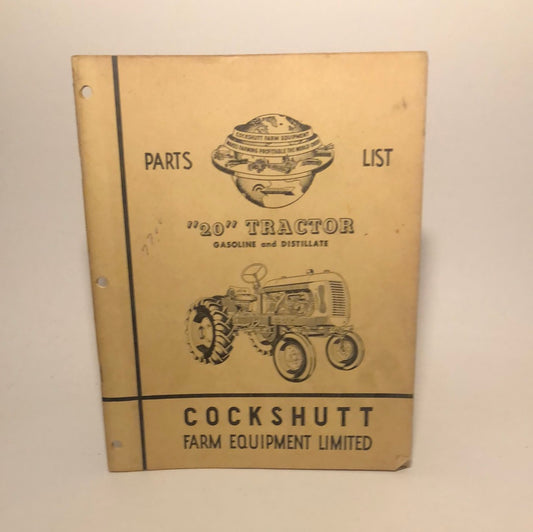 Cockshutt “20” Tractor gasoline & distillate parts list