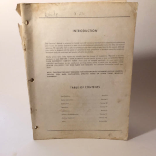 White 4-210 Tractor manual