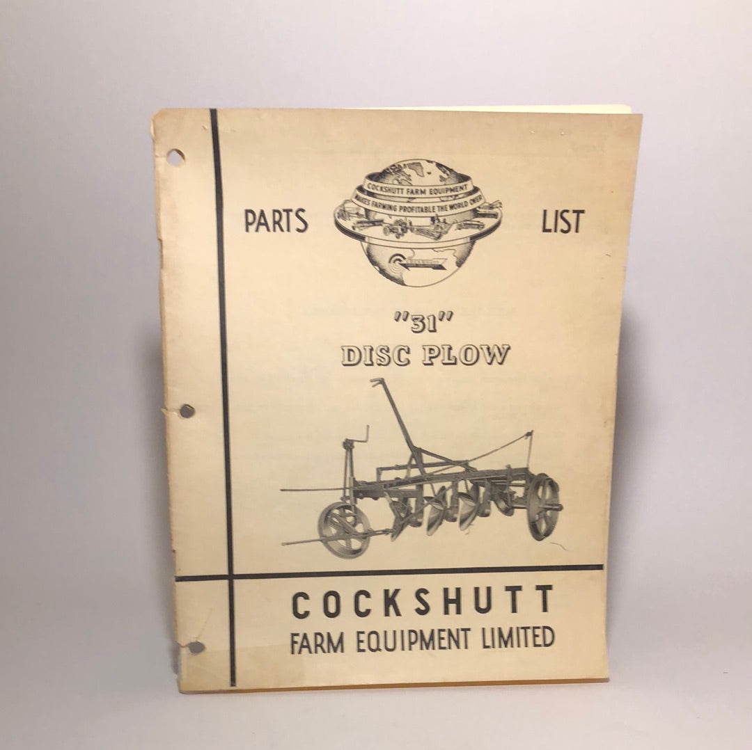Cockshutt Parts List 31 Disc Plow