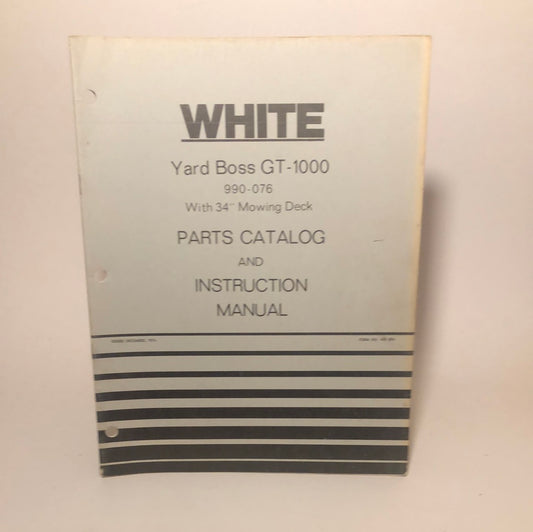White Yard Boss GT-1000 with 34” Mowing Deck Parts catalog & Instruction manual