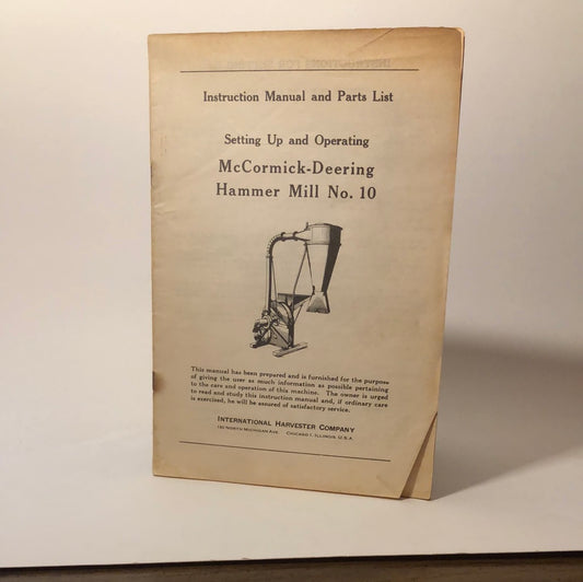 McCormick-Deering No 10  Hammer Mill - Manual