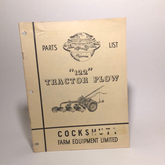 Cockshutt Parts List 122 Tractor Plow
