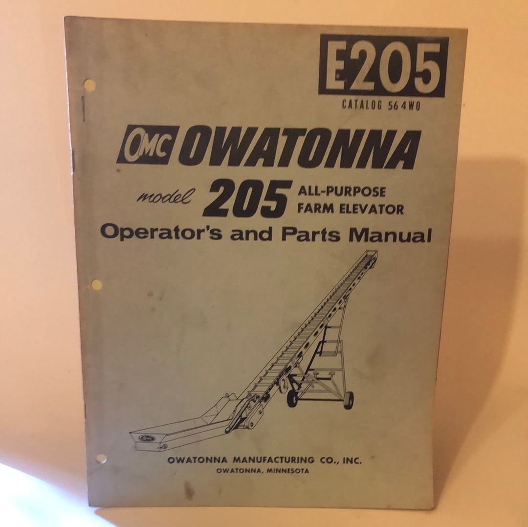 OMC - 205 Portable Farm Elevator & E205 All-Purpose Farm Elevator - Parts & Operator's Manual