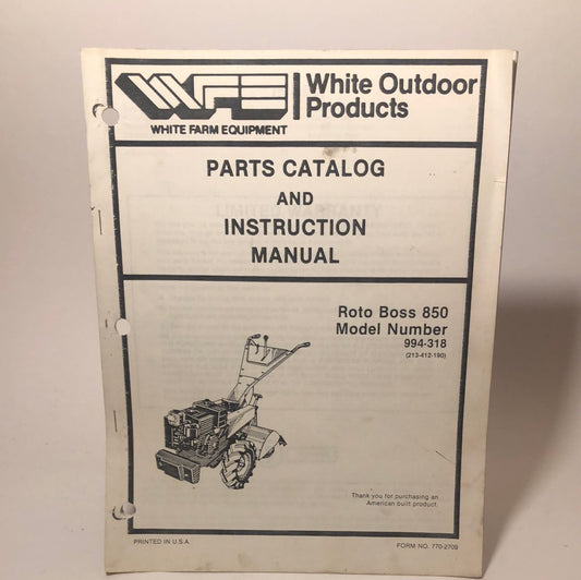 White Roto Boss 850 Parts catalog & Instruction manual