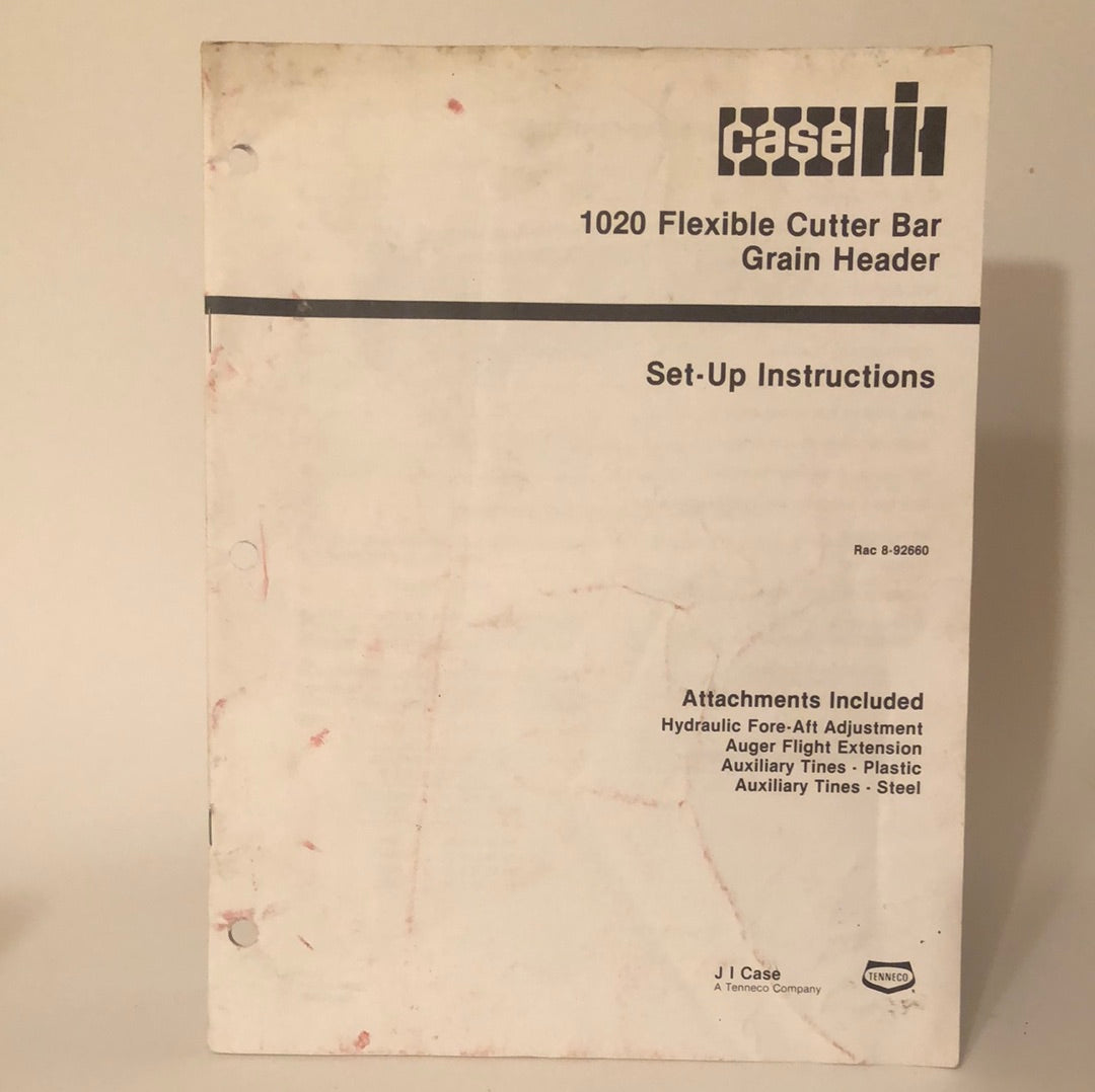 Case IH 1020 Flexible Cutter Bar Grain Header - Set-Up Instructions
