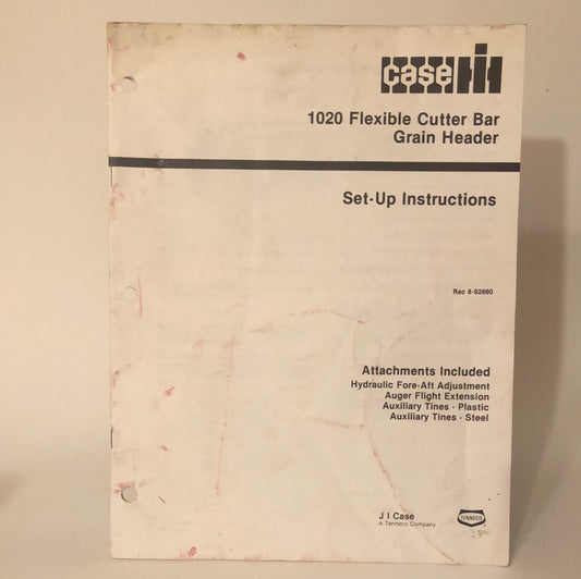 Case IH 1020 Flexible Cutter Bar Grain Header - Set-Up Instructions