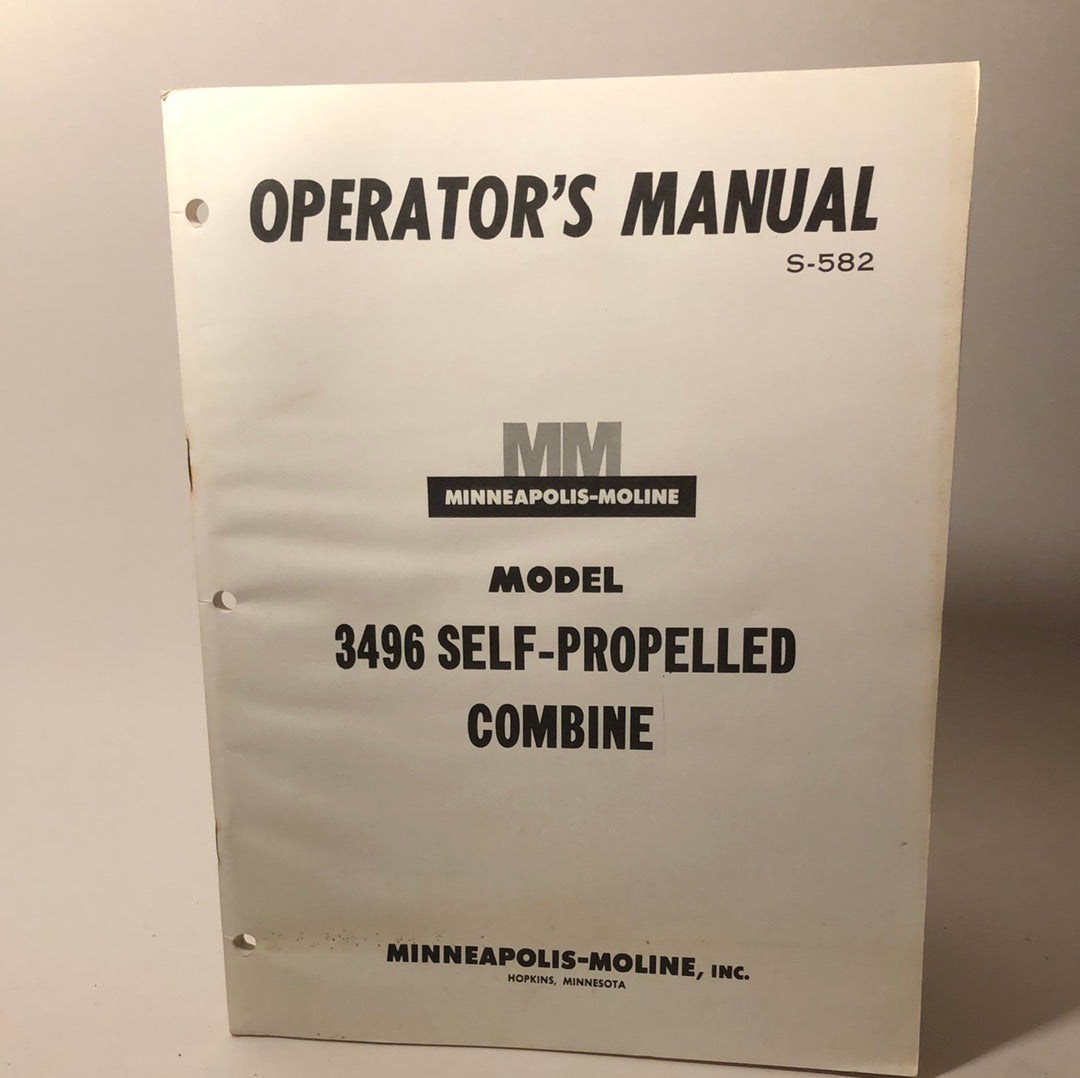 Minneapolis Moline - Model 3496 Self-Propelled Combine - Operator's Manual