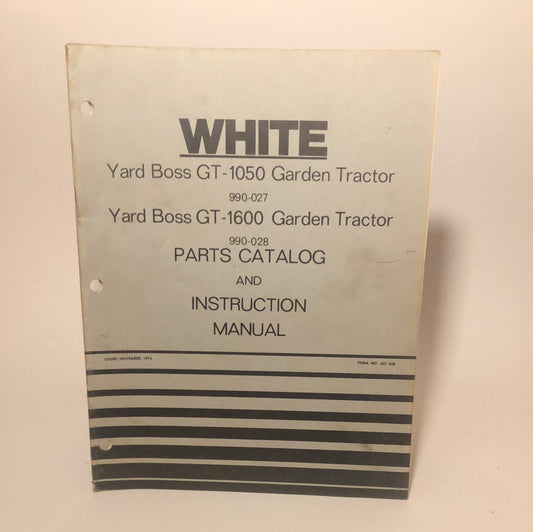 White Yard Boss GT-1050 & GT-1600 Garden Tractors Parts catalog & Instruction manual