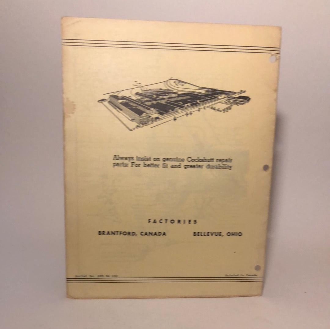 Cockshutt Owner Manual 625 Manure Spreader