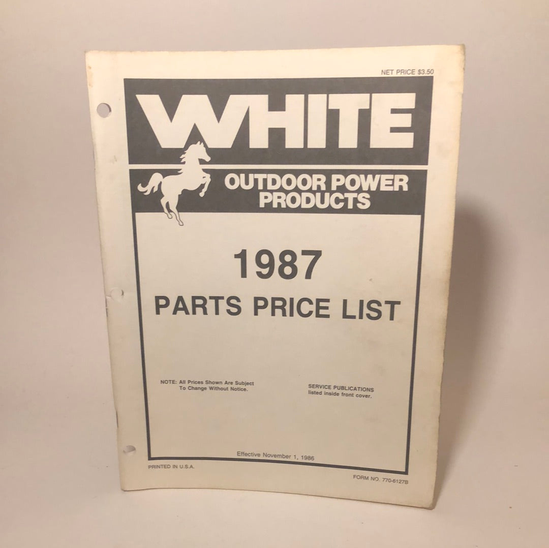 White 1987 parts list Outdoor Power Products