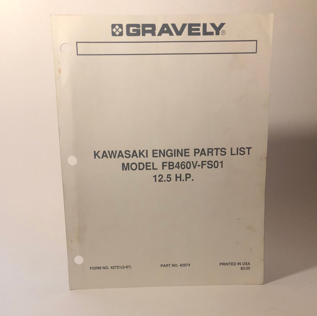 Gravely - Kawasaki engine parts list - Model FB460V-FS01