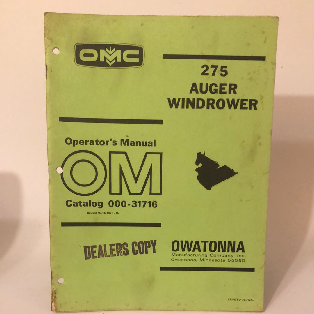 OMC 275 Auger Windrower - Operator's Manual