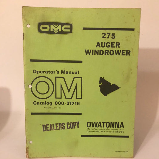 OMC 275 Auger Windrower - Operator's Manual