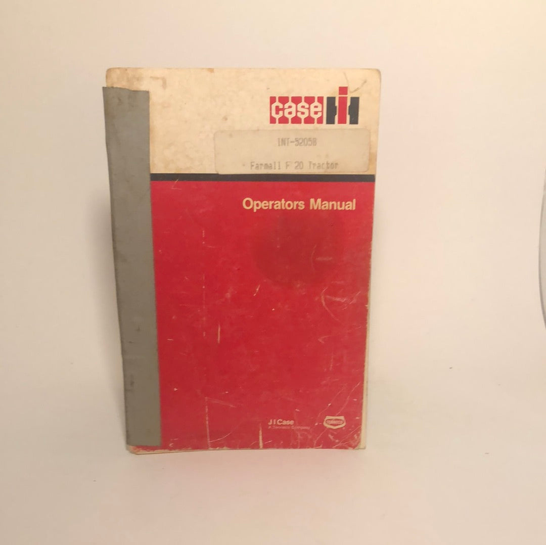 Case IH McCormick-Deering Operators Manual INT-5205B Farmall F20