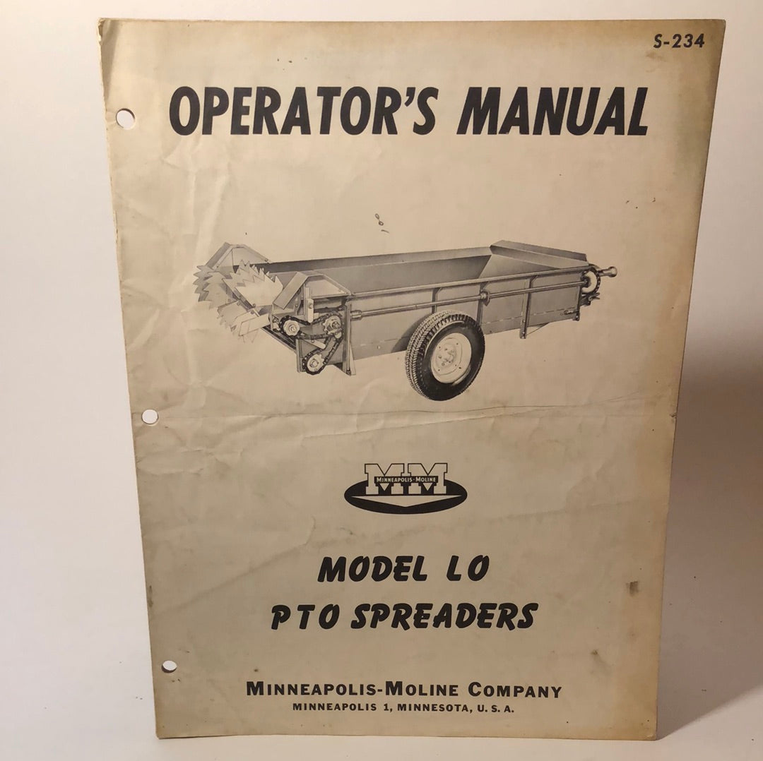 Minneapolis Moline - Model LO PTO Spreaders - Operator's Manual
