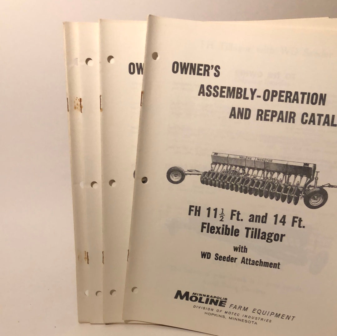 Minneapolis Moline - FH 11 1/2 ft & 14 ft Fleible Tillagor with WD Seeder - Owner's Assembly-Operation & Repair Catalog