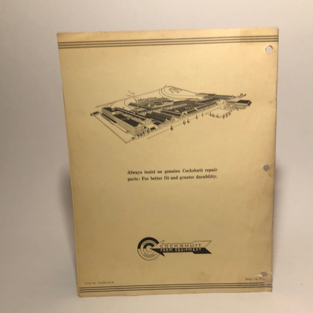 Cockshutt Parts List 122 Tractor Plow