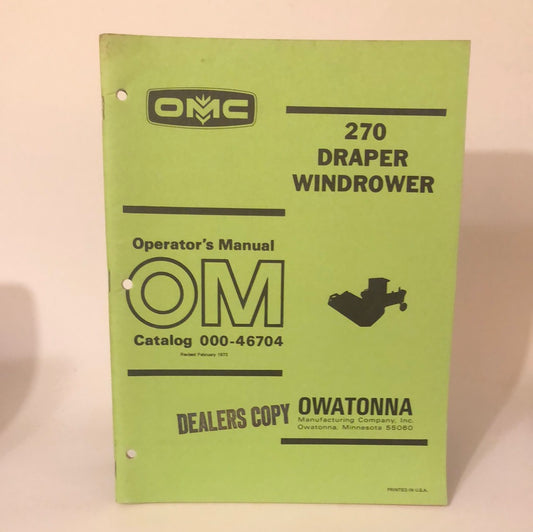 OMC 270 Draper Windrower - Operator's Manual