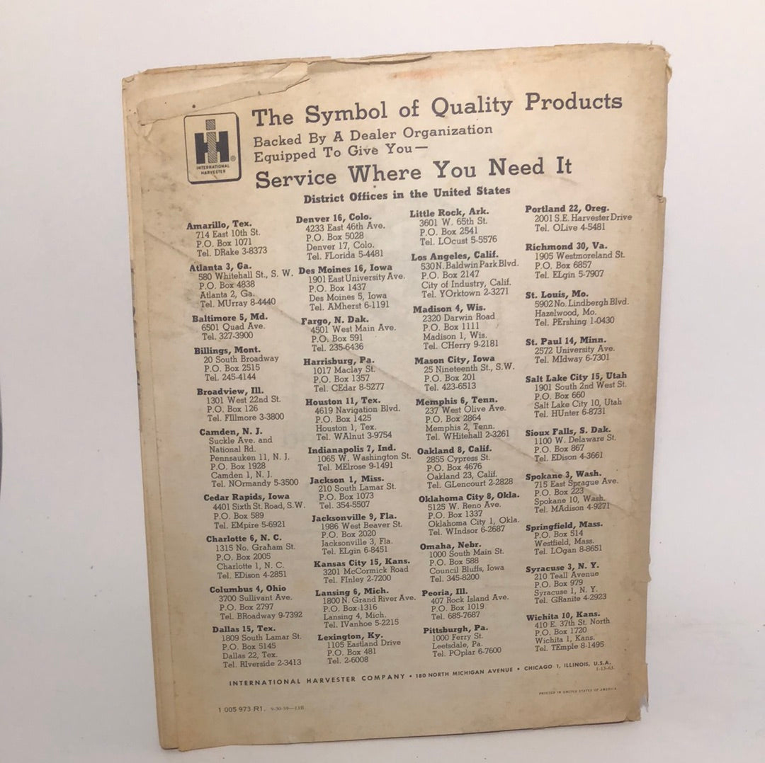 IH McCormick Operator’s Manual # 449 & 450 Corn Planters