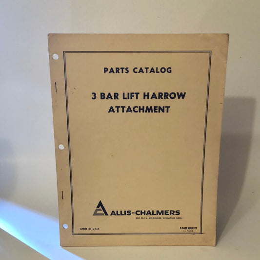 Allis-Chalmers 3 Bar Lift Harrow Attachment_ Parts Catalog