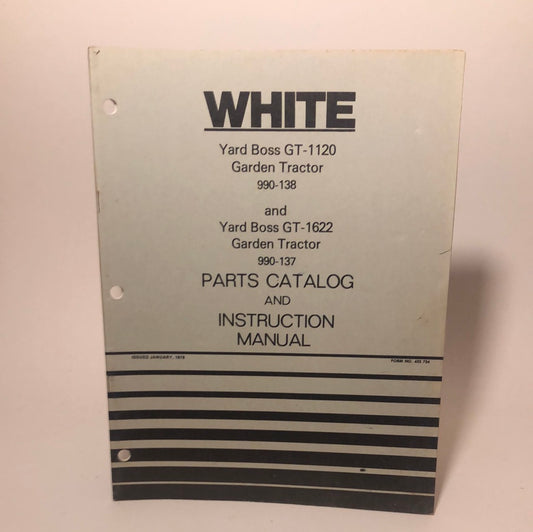 White Yard Boss GT-1120 & GT-1622 Garden Tractor Parts catalog & Instruction manual