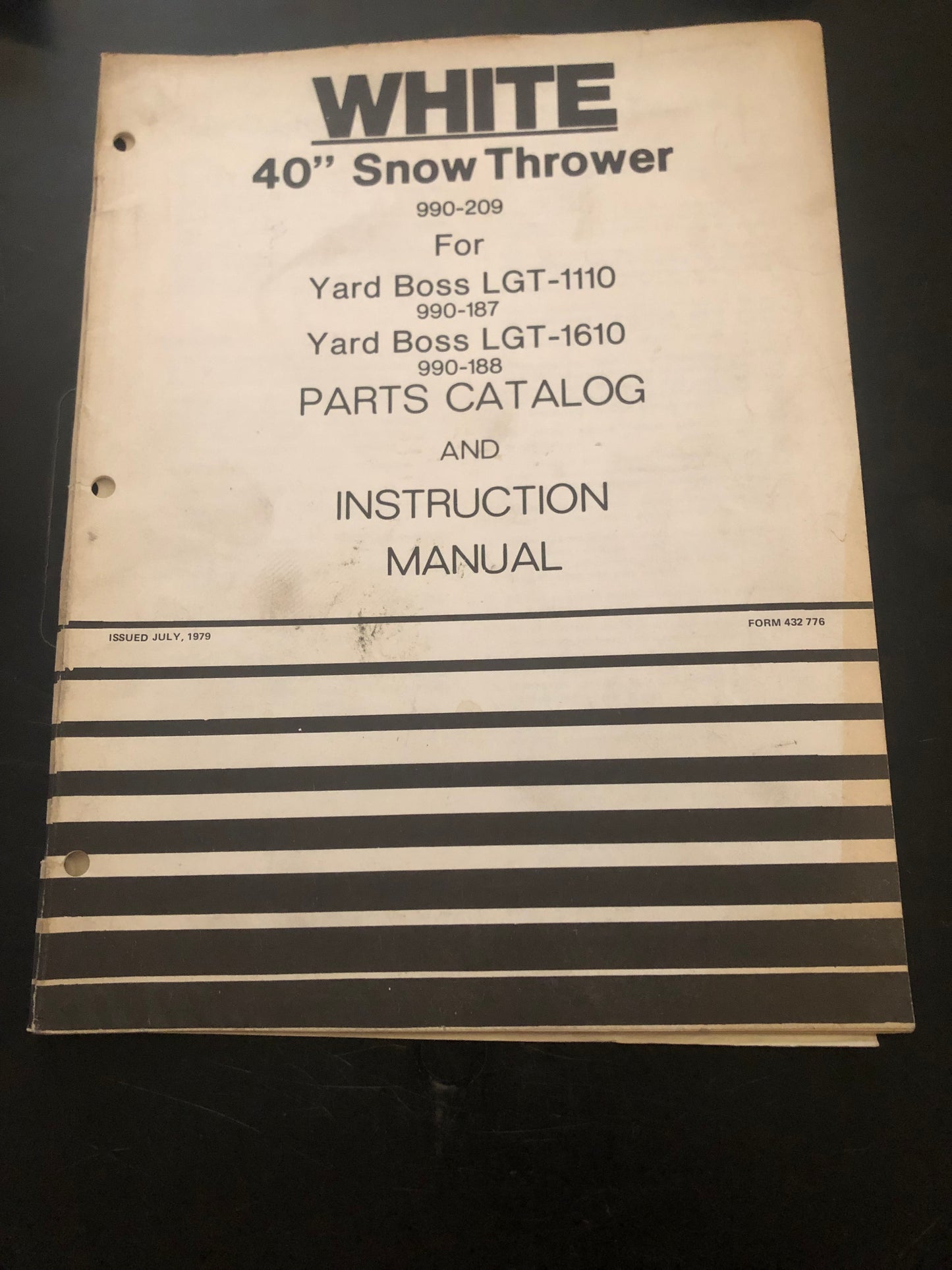 White _ 40” Snow Thrower for Yard Boss LGT-1110 & LGT-1610 _ Parts Catalog & Instruction Manual