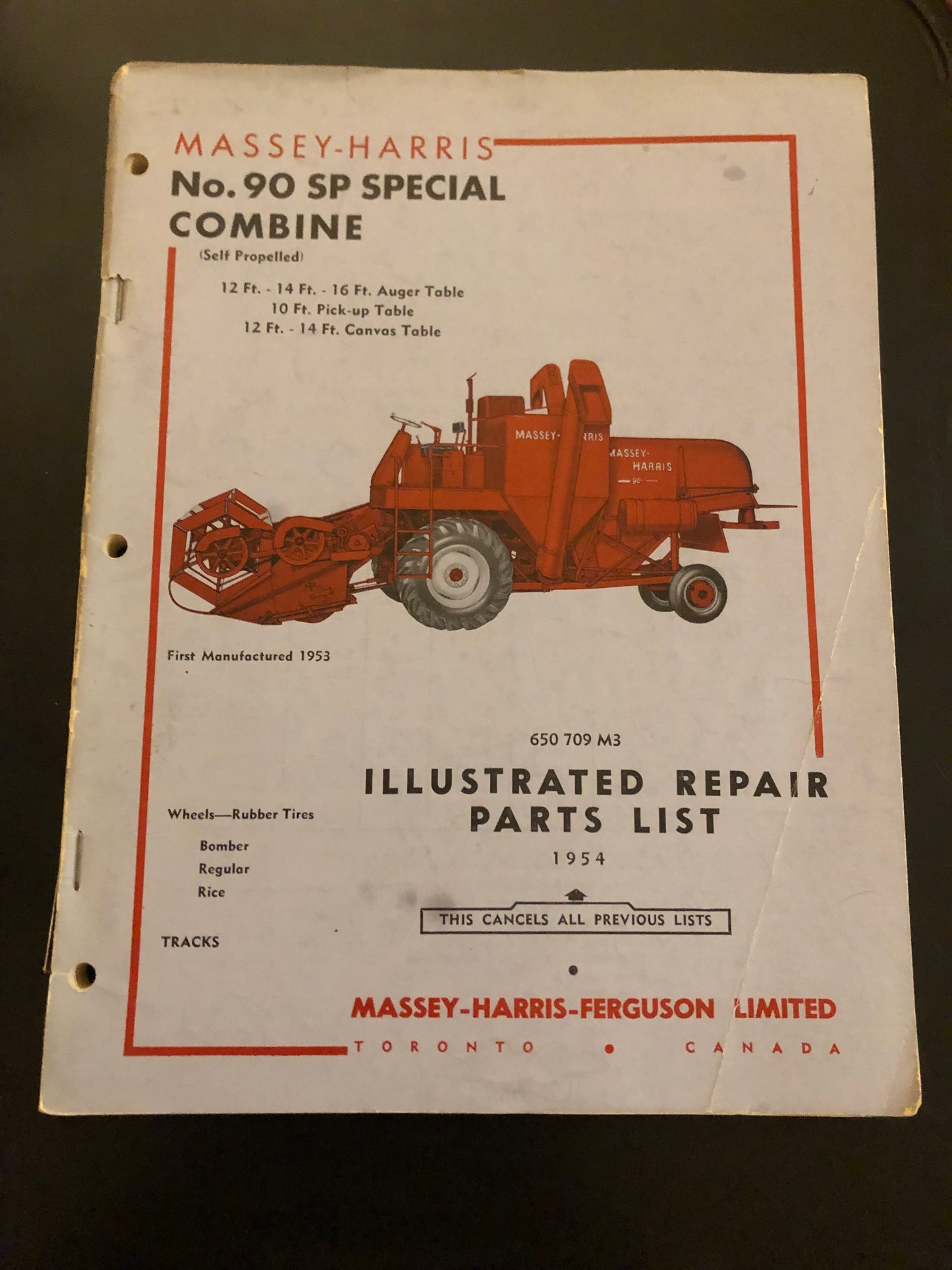 Massey Harris _ No. 90 sp special combine _ Illustrated Repair Parts List