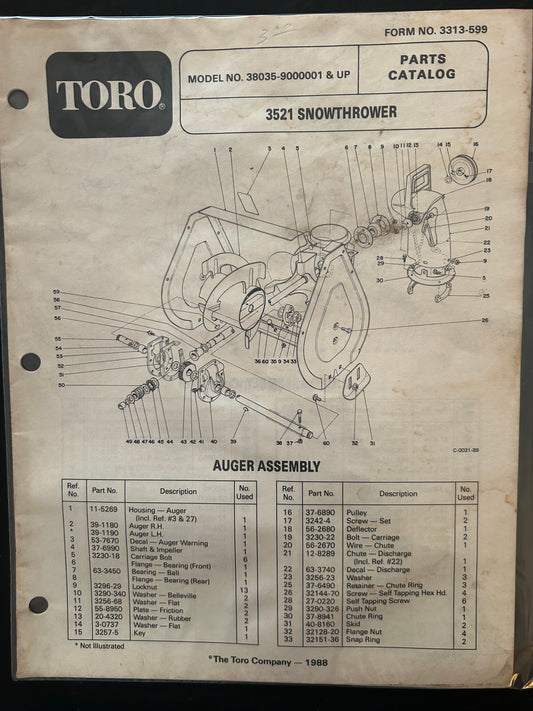 Toro _ 3521 SNOWTHROWER _ Parts Catalog