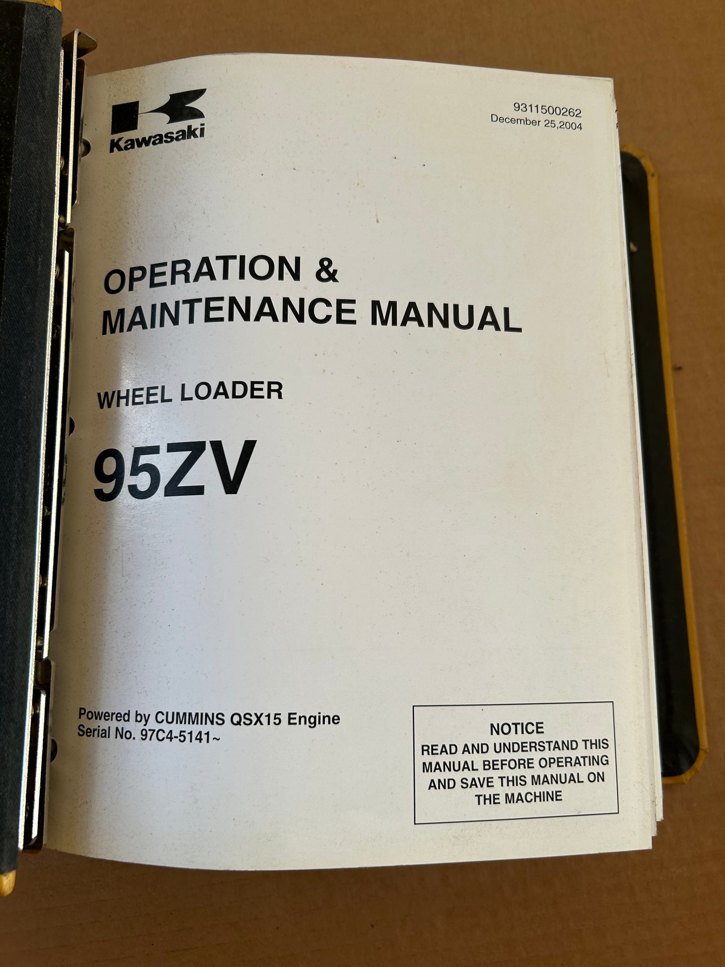 Kawasaki _ 95ZV Wheel Loader _ Binder