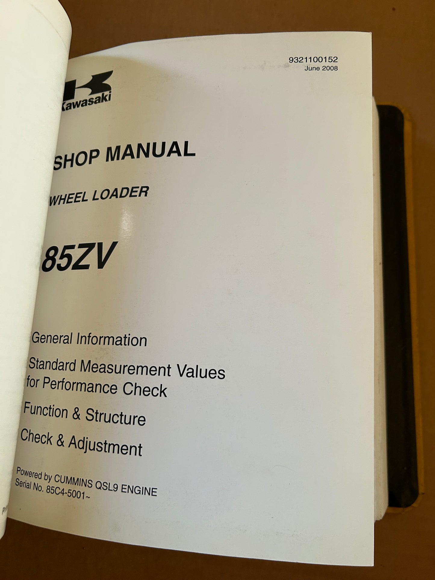 Kawasaki _ 85ZV Wheel Loader _ Binder