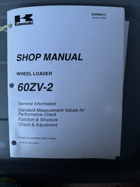 Kawasaki _ Wheel Loader 60ZV-2 9320600111 January 2009 _ Shop Manual