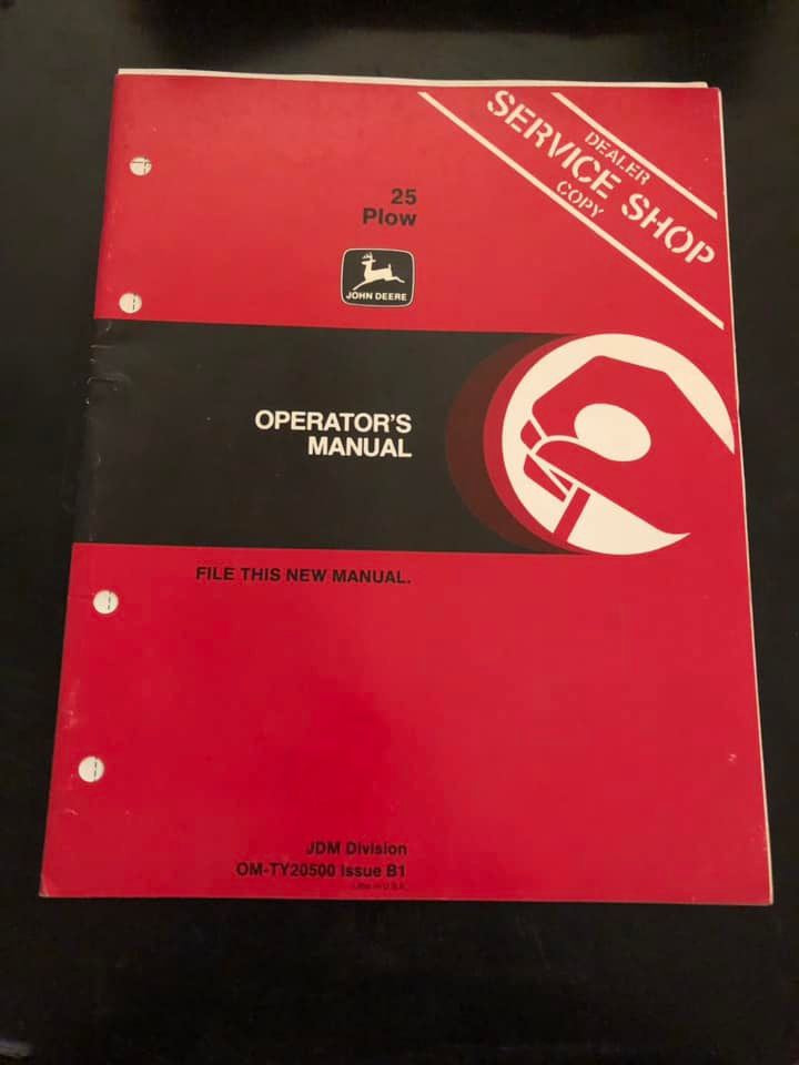 John Deere _ 25 Plow _ Operator's Manual OM-TY20500 B1