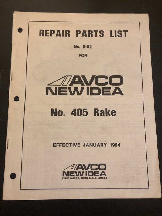 New Idea _ no 405 Rake R-52 _ Repair Parts List