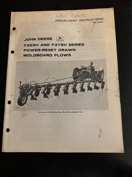 John Deere _ F356 And F375H Series Power-Reset Drawn Moldboard Plows _ PreDelivery Instructions PDI-16017