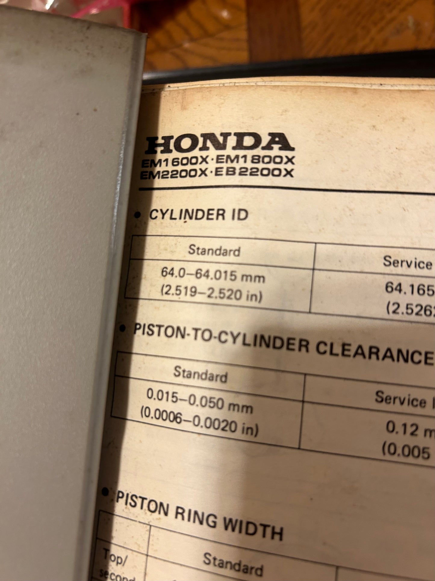 Honda Power Equipment Shop Manuals Binder