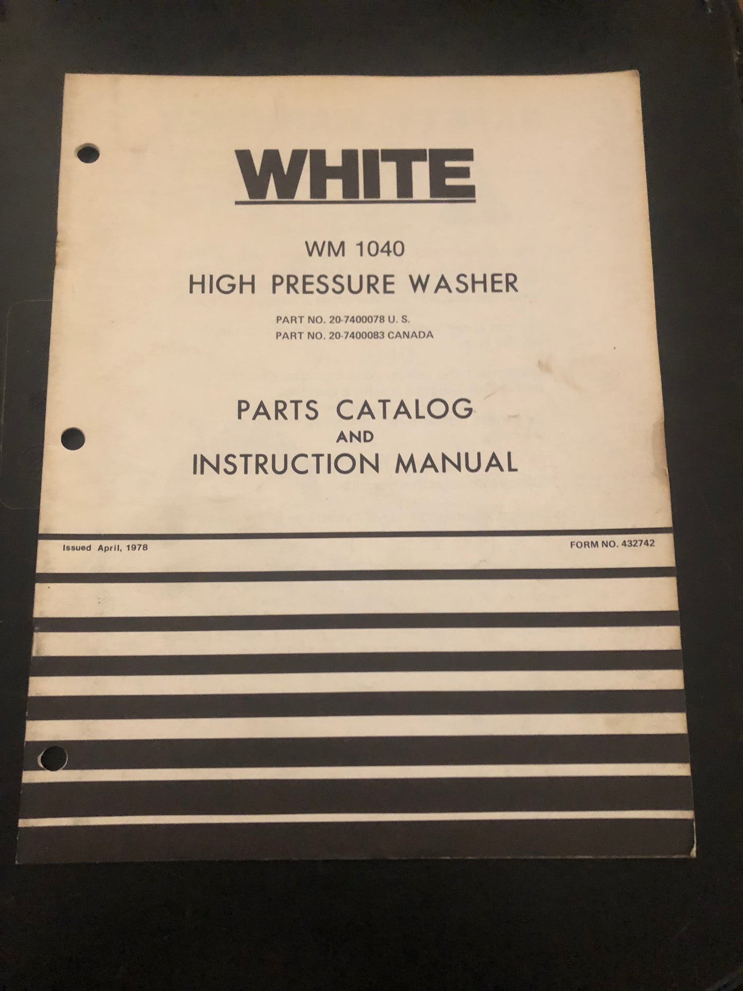 White _ WM 1040 High Pressure Washer _ Parts Catalog & Instruction Manual